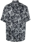 VERSACE MEN Baroque Print Short Sleeve Shirt Black/White - MAISONDEFASHION.COM