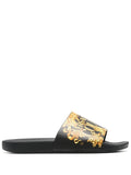 VERSACE Baroque-Print Slides Black - MAISONDEFASHION.COM