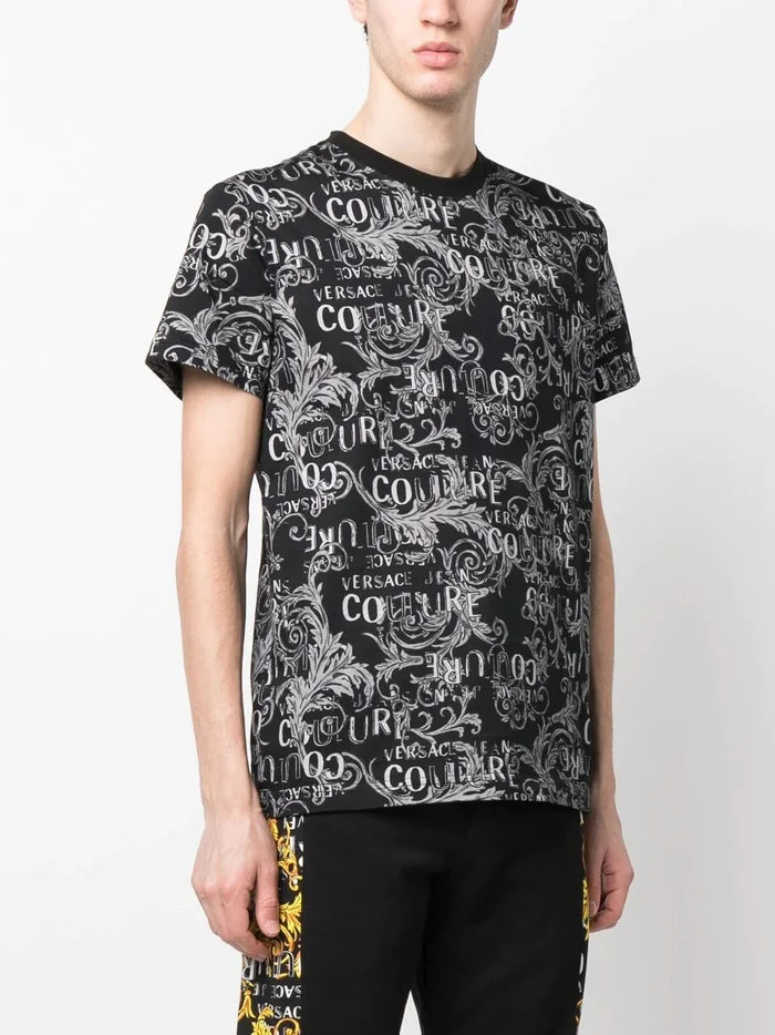 VERSACE MEN Baroque Print T-Shirt Black/White - MAISONDEFASHION.COM