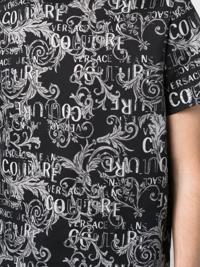 VERSACE MEN Baroque Print T-Shirt Black/White - MAISONDEFASHION.COM