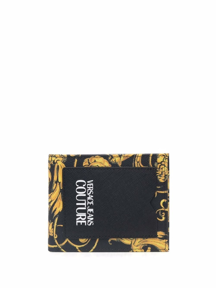 VERSACE JEANS COUTURE Baroque Print Wallet Black - MAISONDEFASHION.COM