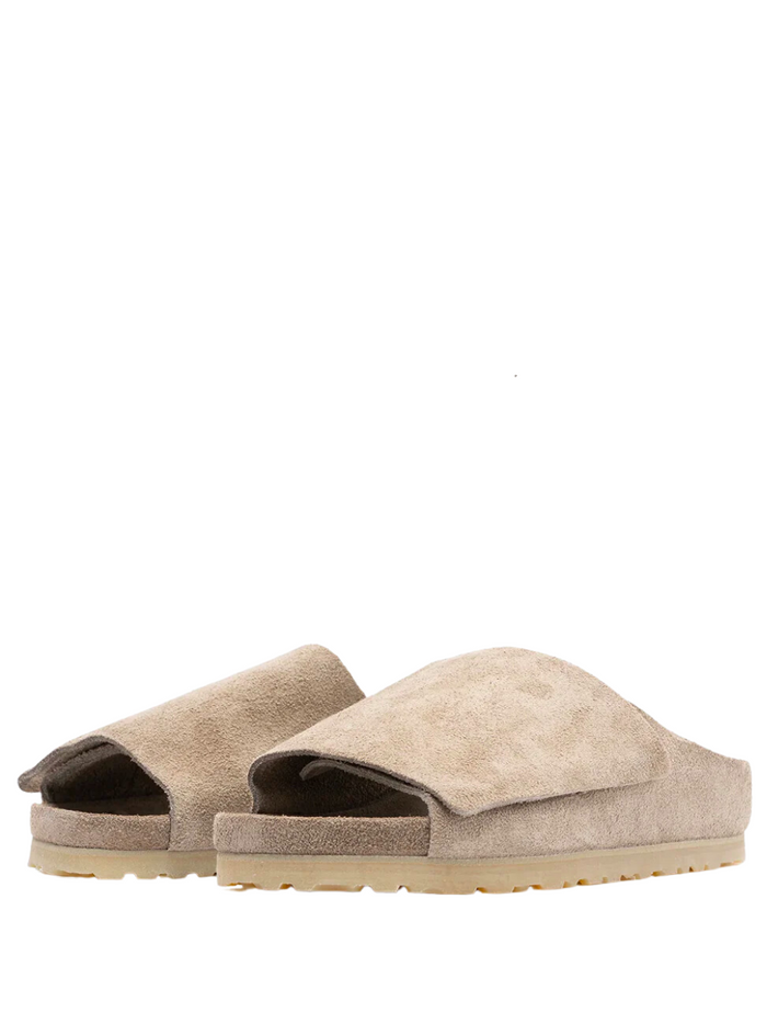 BIRKENSTOCK x FEAR OF GOD UNISEX Los Feliz VL Suede Narrow-Fit Slip-On Taupe - MAISONDEFASHION.COM