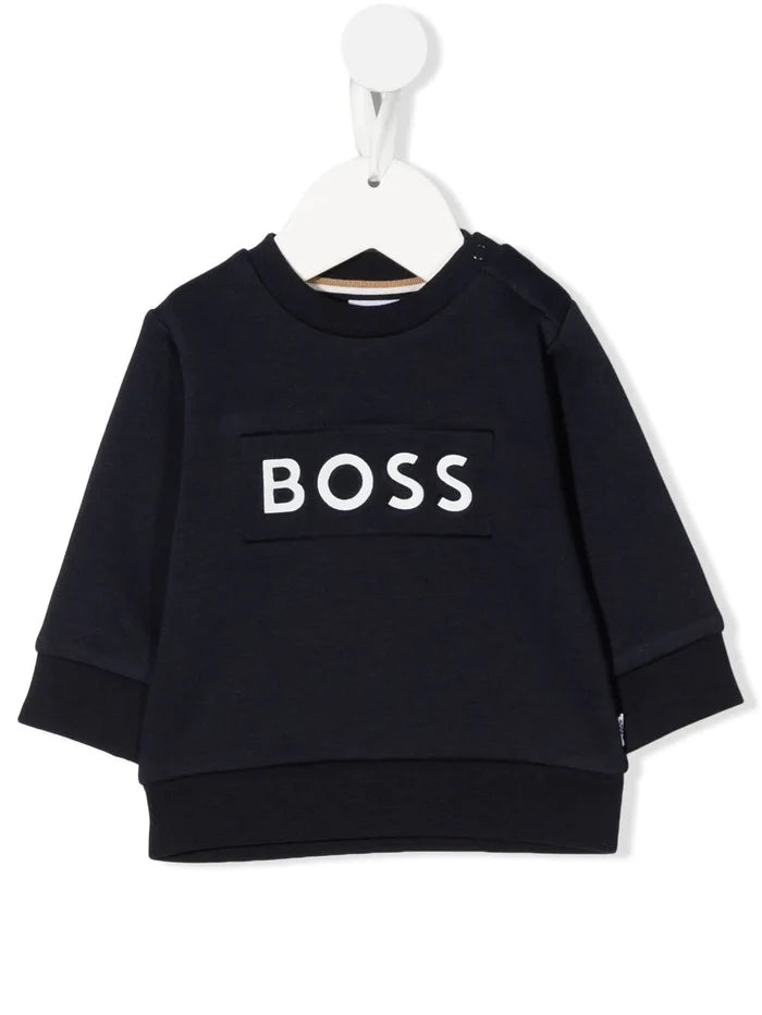 BOSS BABY Embossed Logo Jumper Navy - MAISONDEFASHION.COM