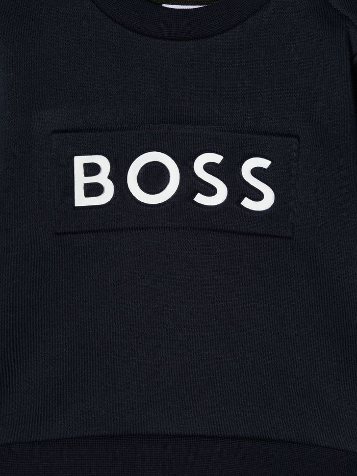 BOSS BABY Embossed Logo Jumper Navy - MAISONDEFASHION.COM