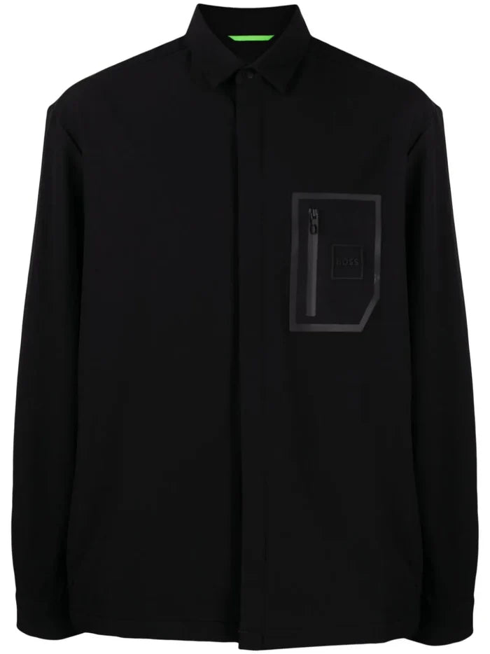 BOSS MEN Burel X Fabric Shell Long-sleeved Over-Shirt Black - MAISONDEFASHION.COM