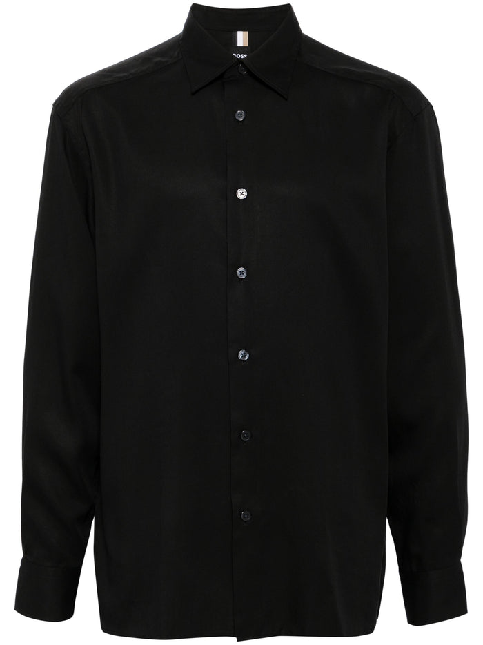 BOSS C-Cory Long Sleeve Cotton Shirt Black - MAISONDEFASHION.COM