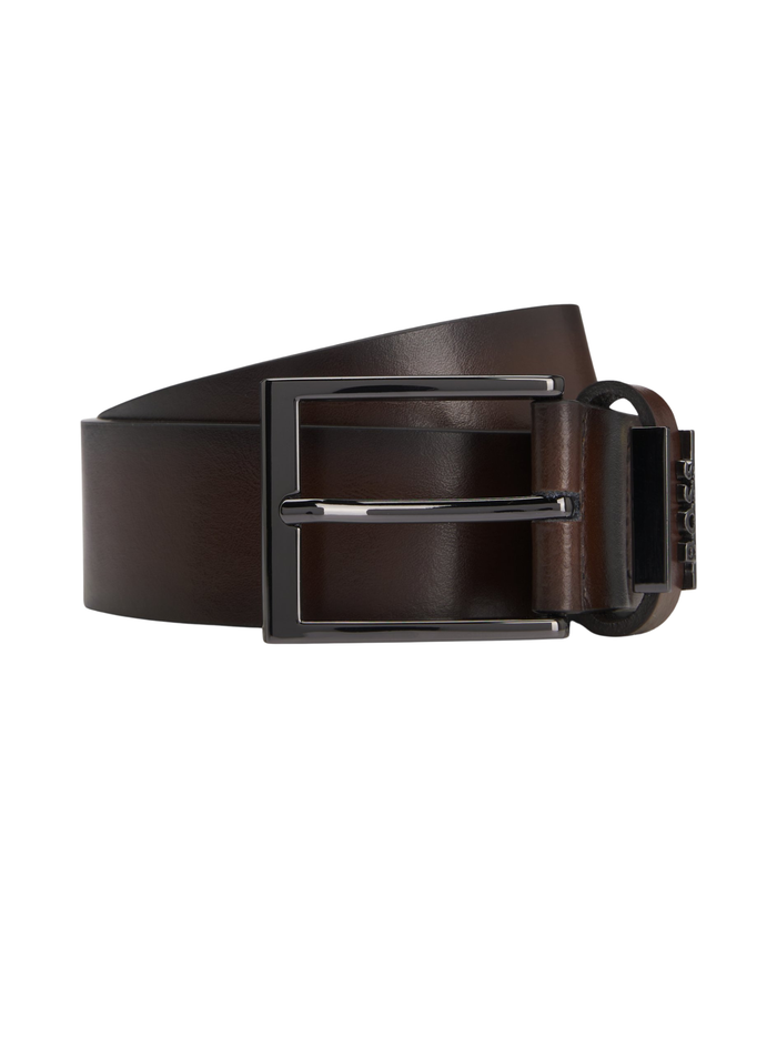 BOSS Cole Ant Leather Belt Dark Brown - MAISONDEFASHION.COM