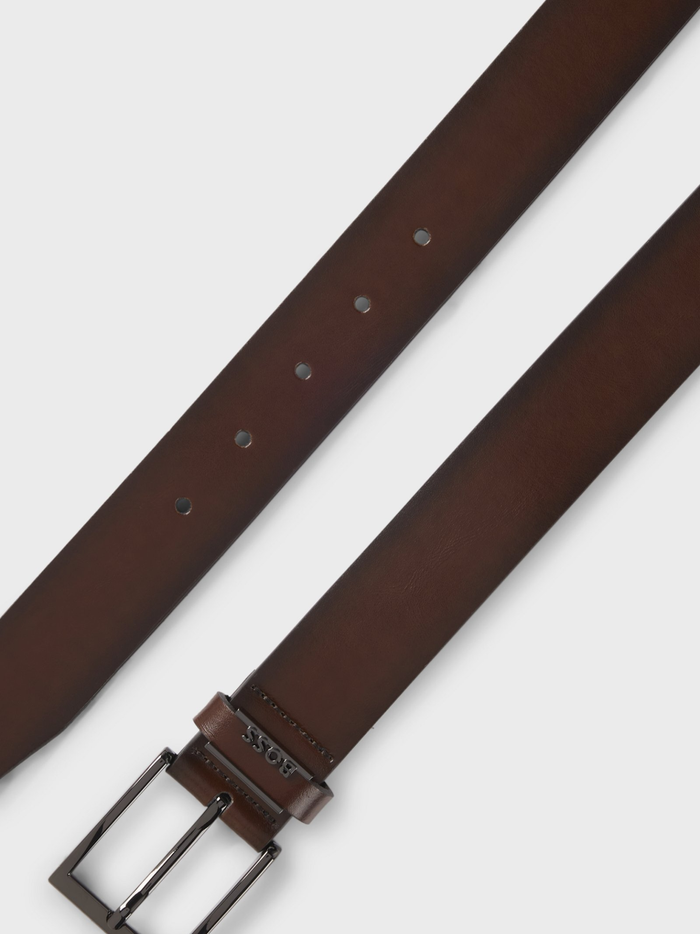 BOSS Cole Ant Leather Belt Dark Brown - MAISONDEFASHION.COM
