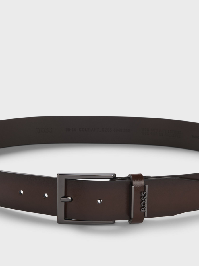 BOSS Cole Ant Leather Belt Dark Brown - MAISONDEFASHION.COM