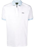 BOSS Contrasting Trim Polo Shirt White Blue - MAISONDEFASHION.COM