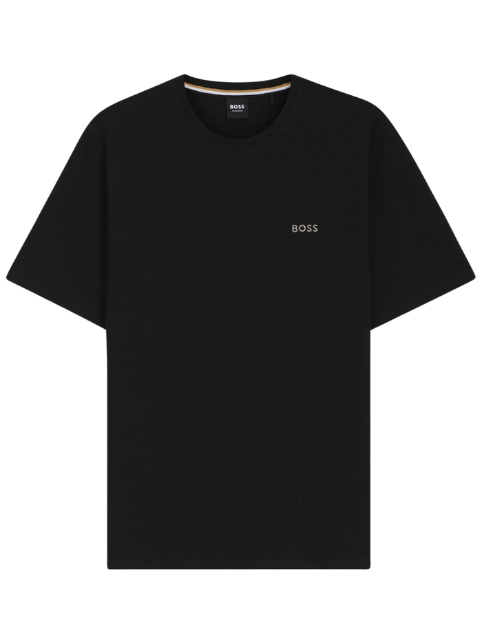 BOSS Cotton-Blend Pyjama T-Shirt With Embroidered Logo Black - MAISONDEFASHION.COM