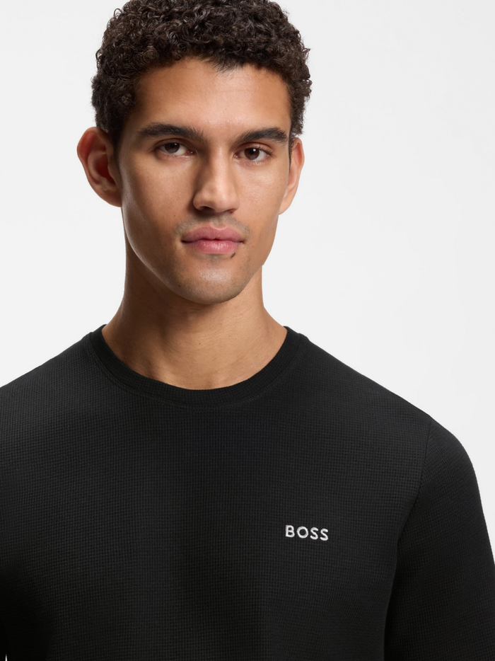 BOSS Cotton-Blend Pyjama T-Shirt With Embroidered Logo Black - MAISONDEFASHION.COM