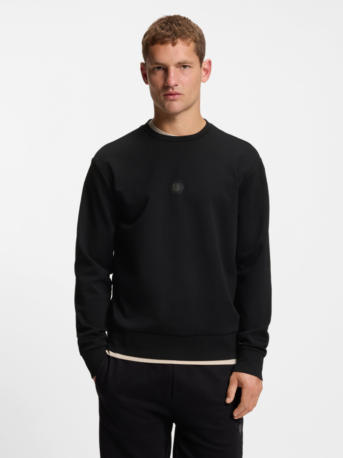 BOSS Cotton-Blend Sweatshirt With Double B Monogram Black - MAISONDEFASHION.COM