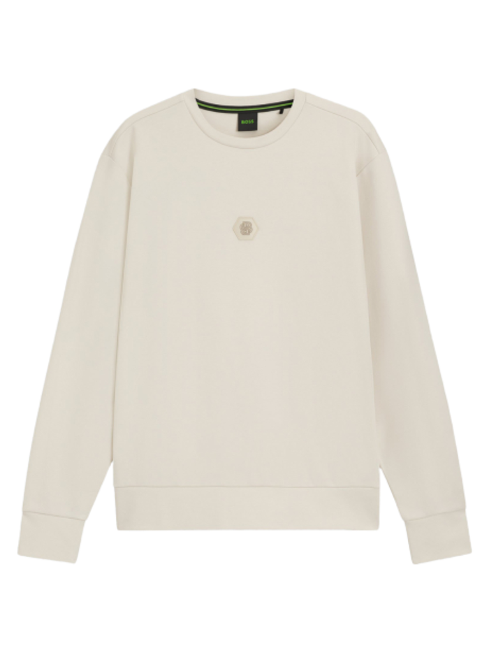 BOSS Cotton-Blend Sweatshirt With Double B Monogram Open White - MAISONDEFASHION.COM