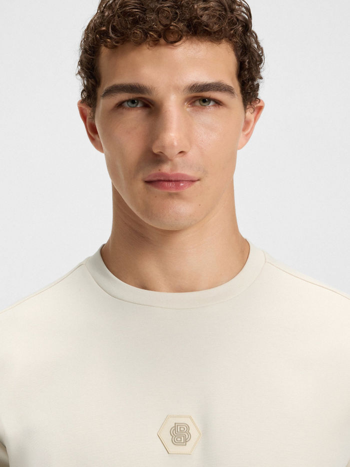 BOSS Cotton-Blend Sweatshirt With Double B Monogram Open White - MAISONDEFASHION.COM