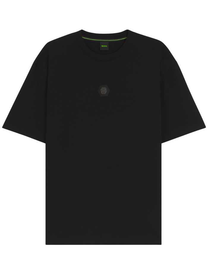 BOSS Cotton-jersey T-shirt With Double B Monogram Black - MAISONDEFASHION.COM