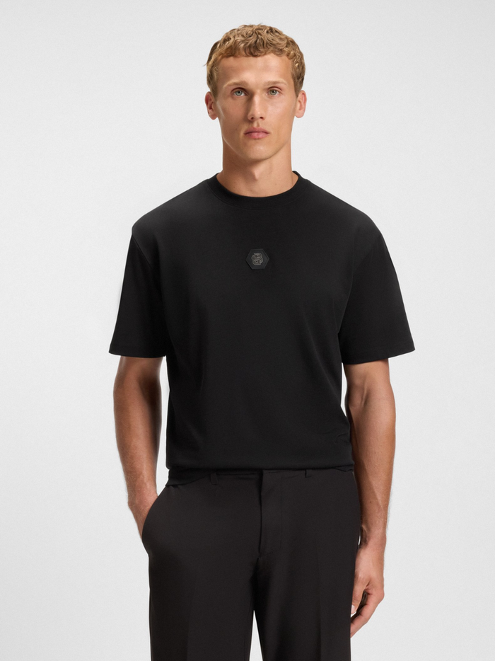 BOSS Cotton-jersey T-shirt With Double B Monogram Black - MAISONDEFASHION.COM