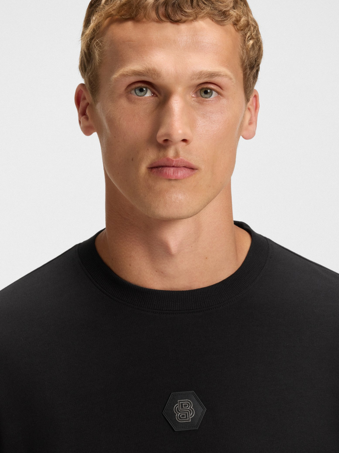 BOSS Cotton-jersey T-shirt With Double B Monogram Black - MAISONDEFASHION.COM