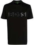 BOSS MEN Debossed-logo Cotton T-Shirt Black - MAISONDEFASHION.COM
