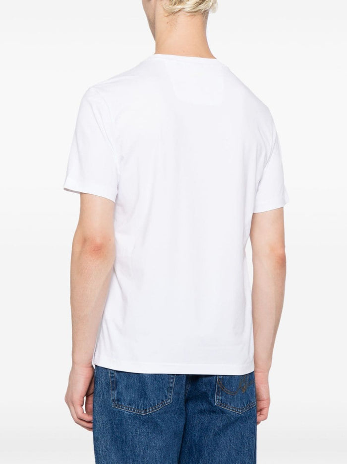 BOSS MEN Debossed-logo Crew Neck Cotton Short-sleeved T-Shirt White - MAISONDEFASHION.COM