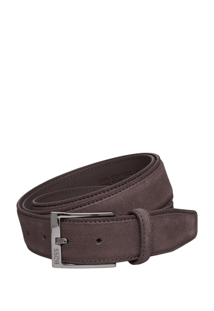 BOSS Elloy SD GMST Luxurious Suede Premium Belt Dark Brown - MAISONDEFASHION.COM