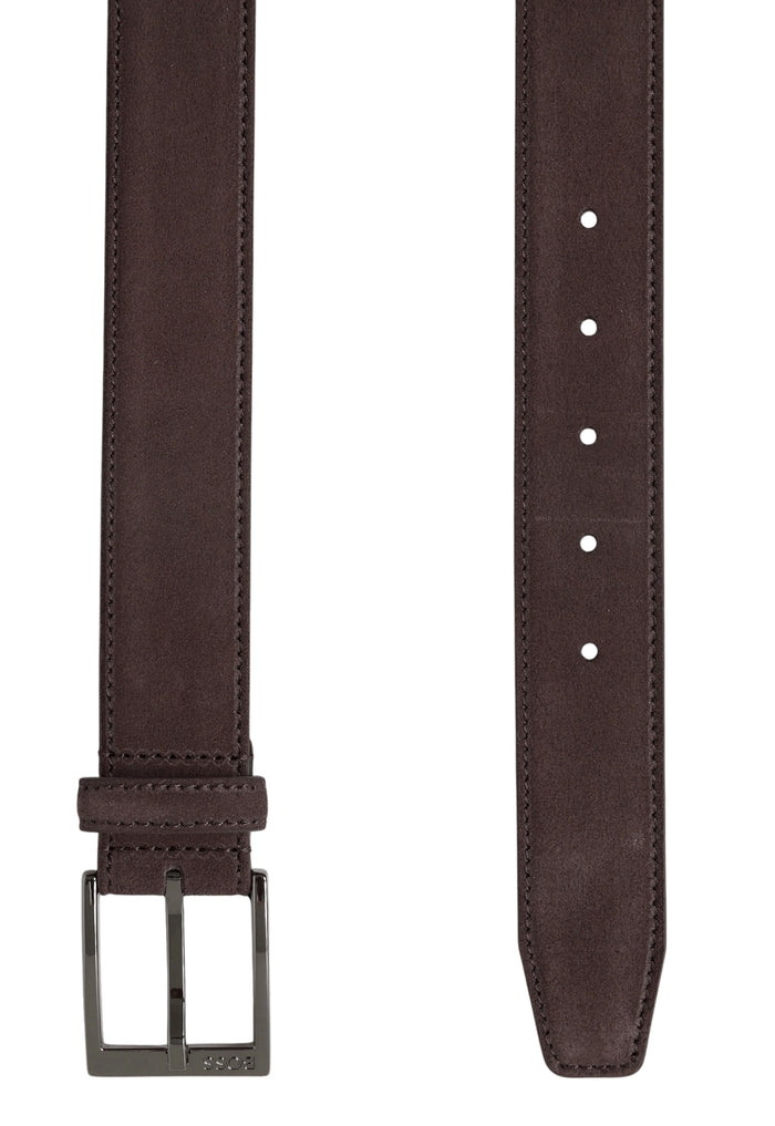 BOSS Elloy SD GMST Luxurious Suede Premium Belt Dark Brown - MAISONDEFASHION.COM