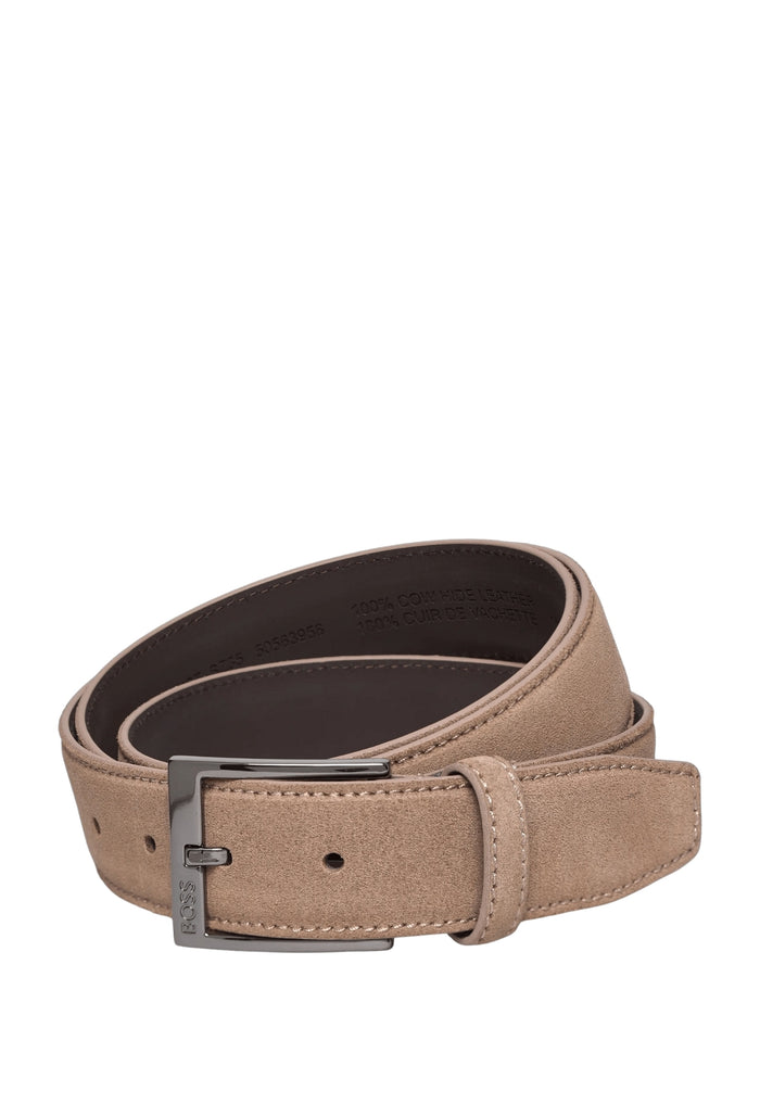 BOSS Elloy SD GMST Luxurious Suede Premium Belt Medium Beige - MAISONDEFASHION.COM