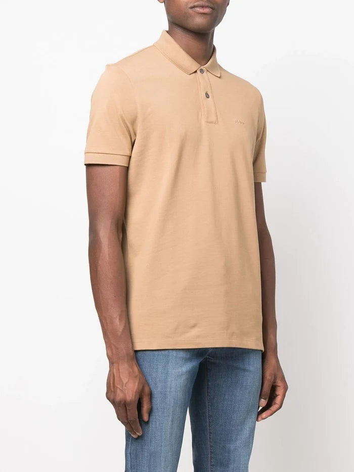 BOSS MEN Embroidered-logo Cotton Polo Shirt Medium Beige - MAISONDEFASHION.COM
