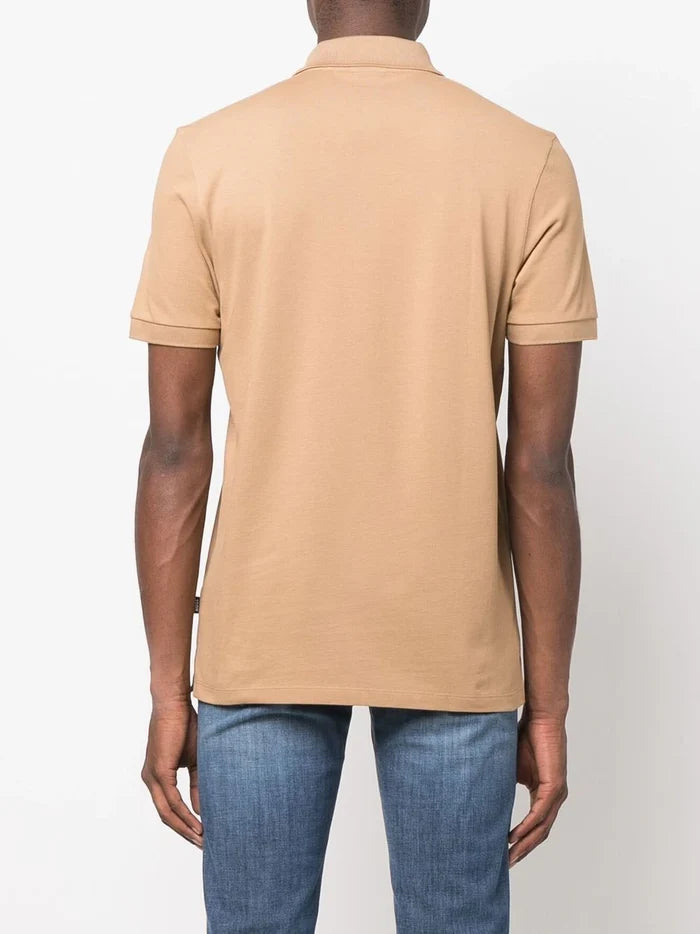 BOSS MEN Embroidered-logo Cotton Polo Shirt Medium Beige - MAISONDEFASHION.COM