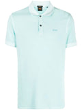 BOSS Embroidered-logo Detail Polo Shirt Open Blue - MAISONDEFASHION.COM