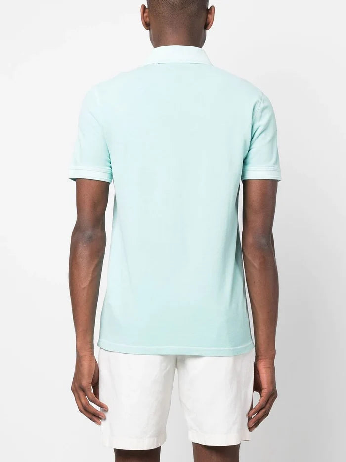 BOSS Embroidered-logo Detail Polo Shirt Open Blue - MAISONDEFASHION.COM