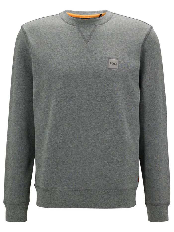BOSS Embroidered-logo Patch Sweatshirt Light Grey - MAISONDEFASHION.COM