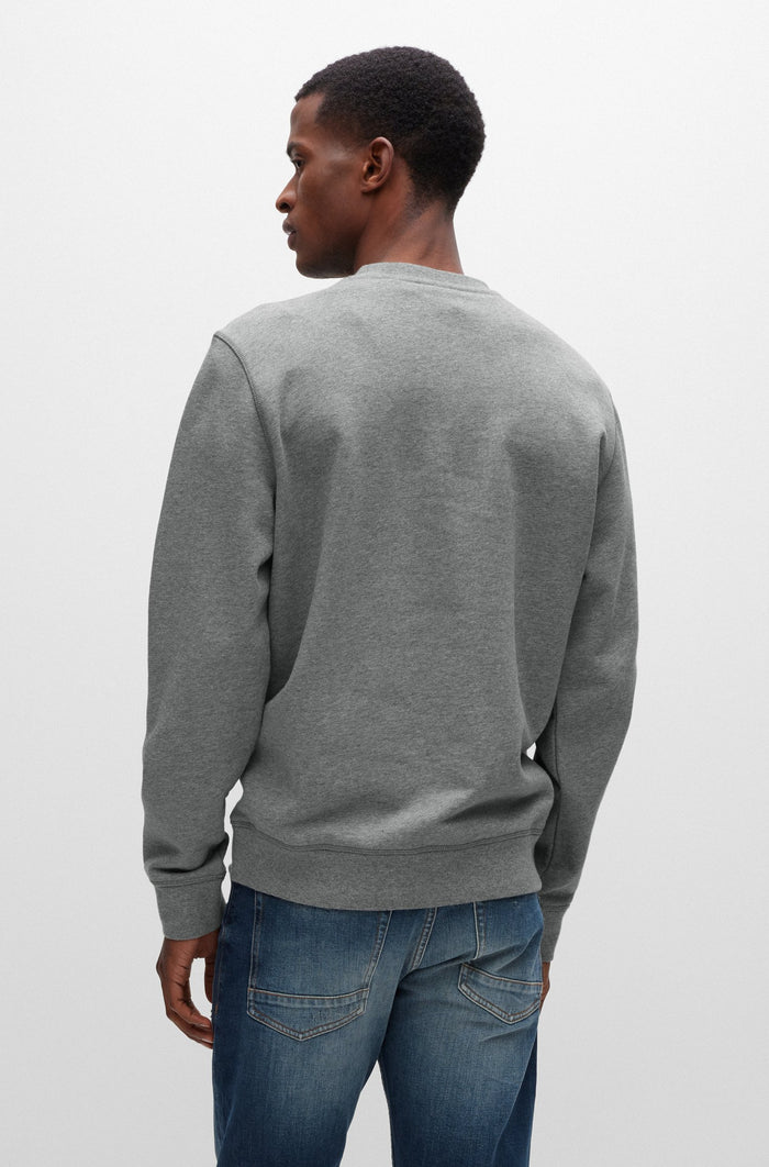 BOSS Embroidered-logo Patch Sweatshirt Light Grey - MAISONDEFASHION.COM