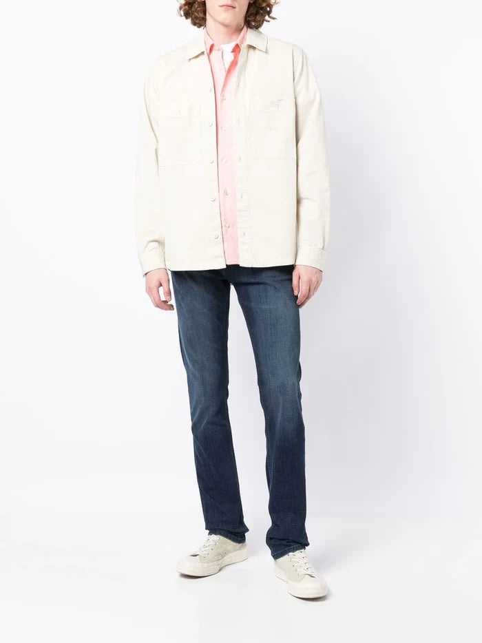 BOSS Embroidered-logo pocket shirt White - MAISONDEFASHION.COM