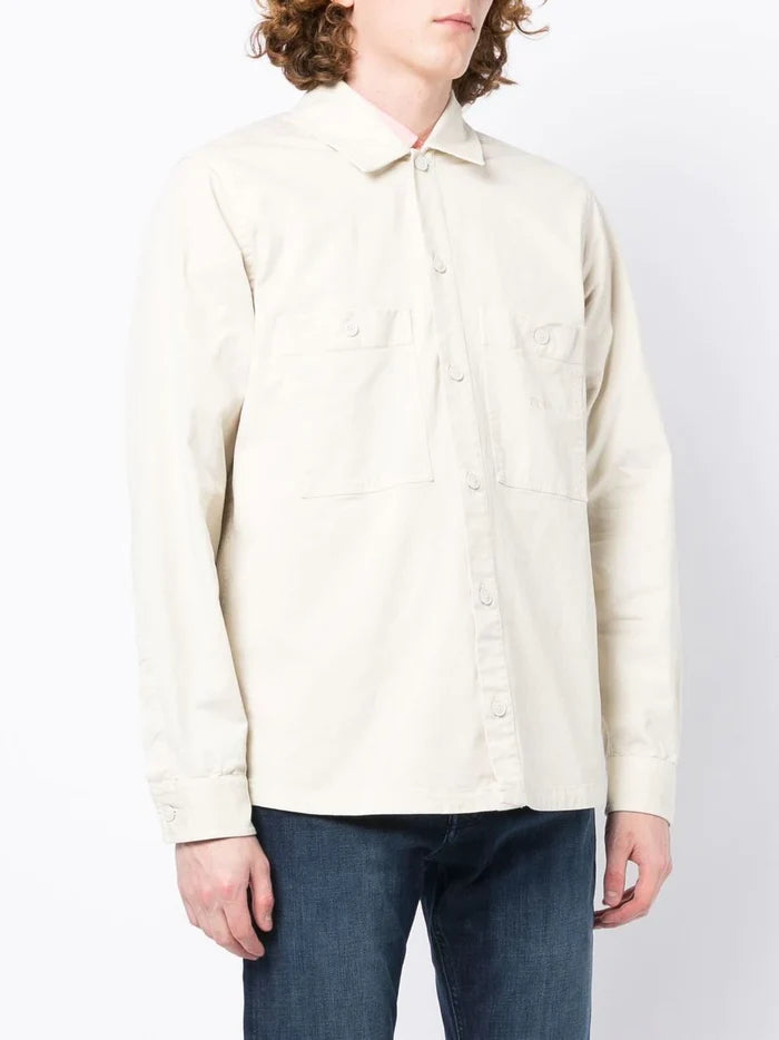 BOSS Embroidered-logo pocket shirt White - MAISONDEFASHION.COM