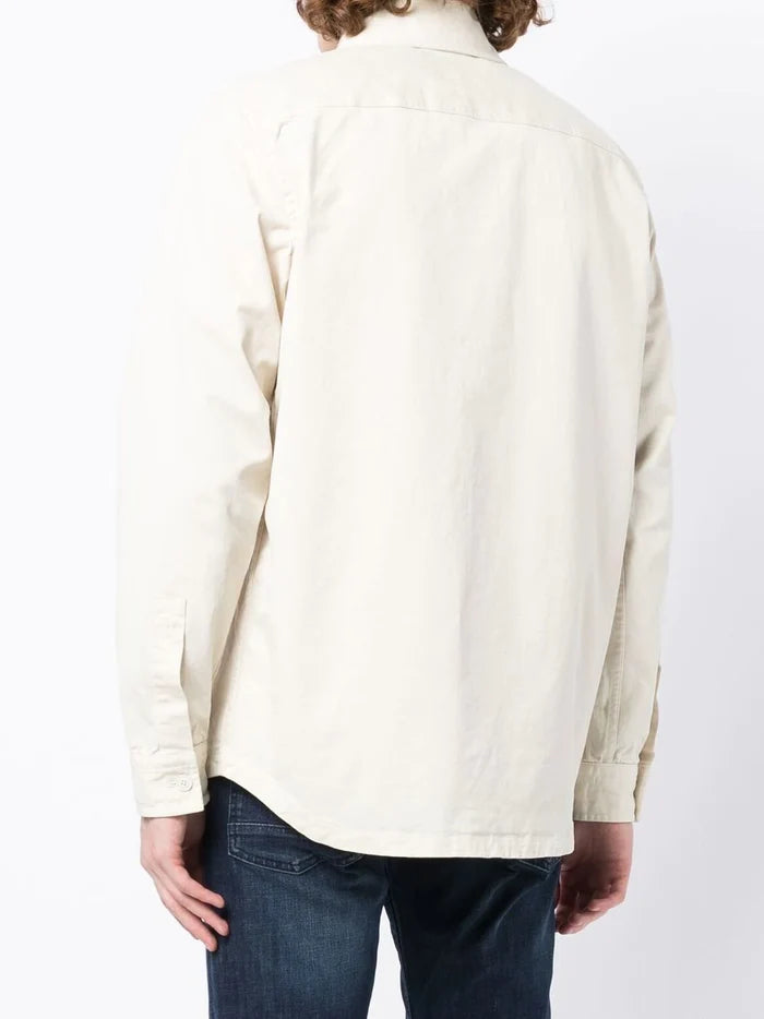 BOSS Embroidered-logo pocket shirt White - MAISONDEFASHION.COM