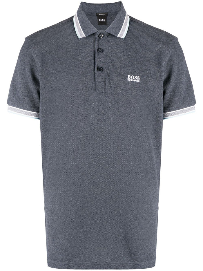 BOSS Embroidered-logo polo shirt Dark Blue - MAISONDEFASHION.COM
