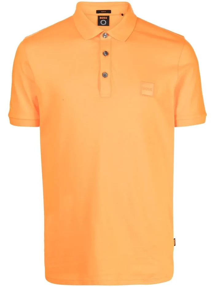 BOSS Embroidered-logo polo shirt Orange - MAISONDEFASHION.COM