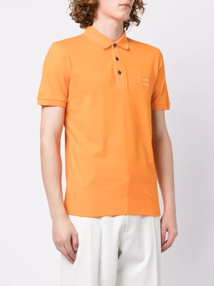 BOSS Embroidered-logo polo shirt Orange - MAISONDEFASHION.COM