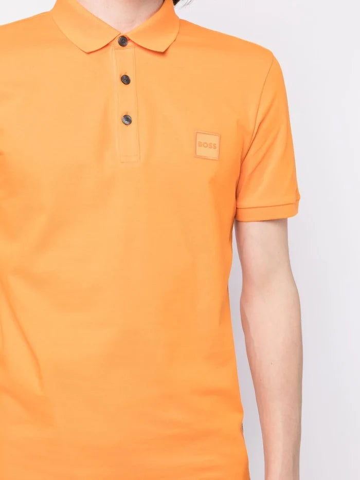 BOSS Embroidered-logo polo shirt Orange - MAISONDEFASHION.COM