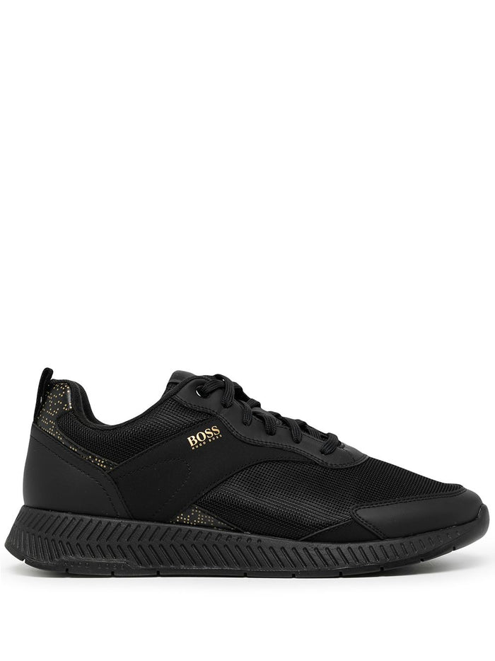 BOSS logo-print low-top sneakers black - MAISONDEFASHION.COM