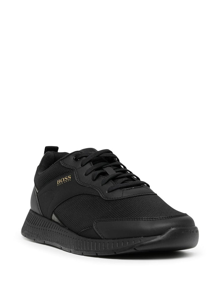 BOSS logo-print low-top sneakers black - MAISONDEFASHION.COM
