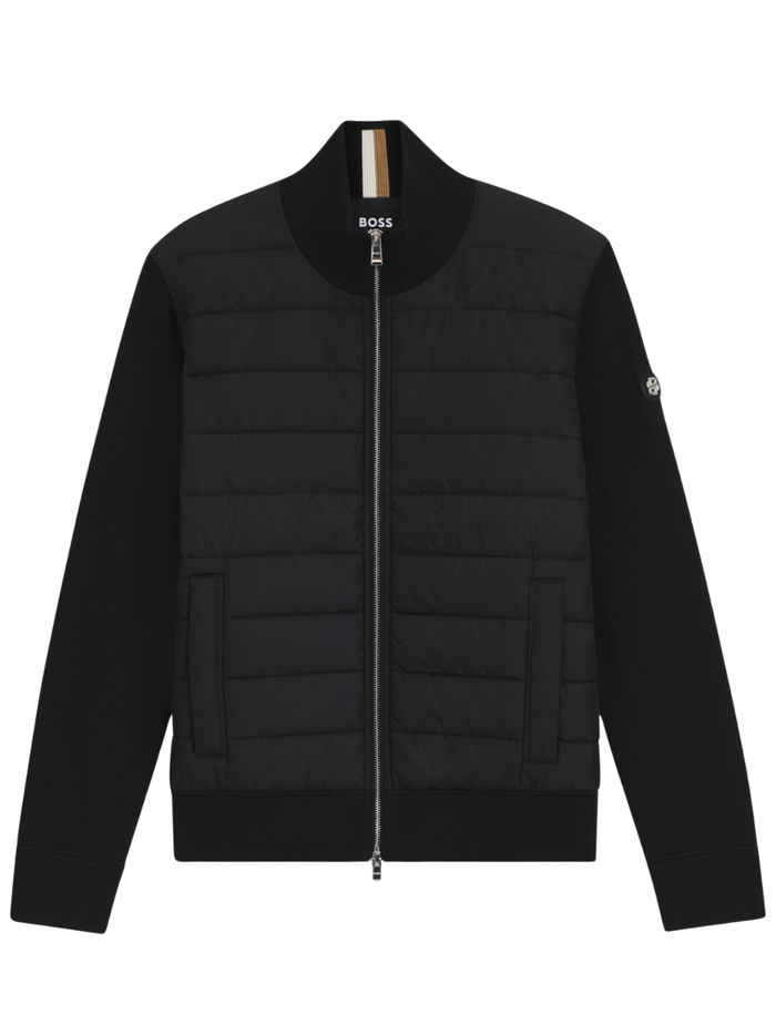 BOSS H-Hernesto Mixed-Material Jacket With Padded Front Black - MAISONDEFASHION.COM
