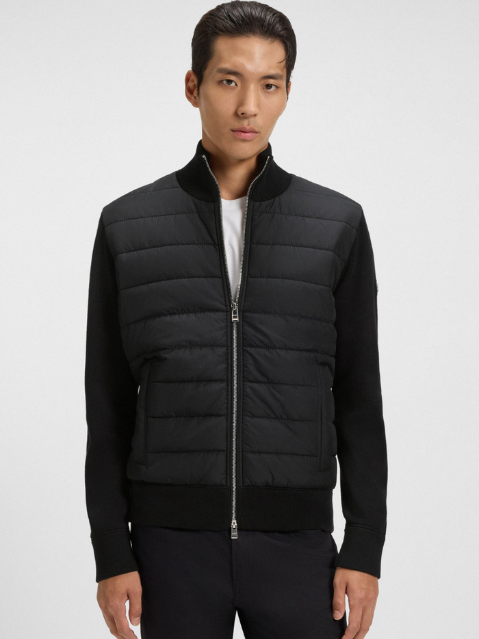 BOSS H-Hernesto Mixed-Material Jacket With Padded Front Black - MAISONDEFASHION.COM