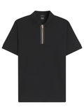 BOSS H-Paras Mercerised-Cotton Polo Shirt With Zip Placket Black - MAISONDEFASHION.COM