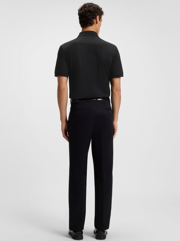 BOSS H-Paras Mercerised-Cotton Polo Shirt With Zip Placket Black - MAISONDEFASHION.COM