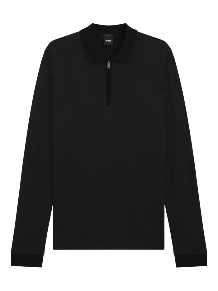 BOSS H-Peduzzi Mercerised-Cotton Polo Shirt With Two-Tone Structure Black - MAISONDEFASHION.COM
