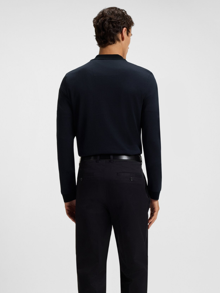 BOSS H-Peduzzi Mercerised-Cotton Polo Shirt With Two-Tone Structure Black - MAISONDEFASHION.COM