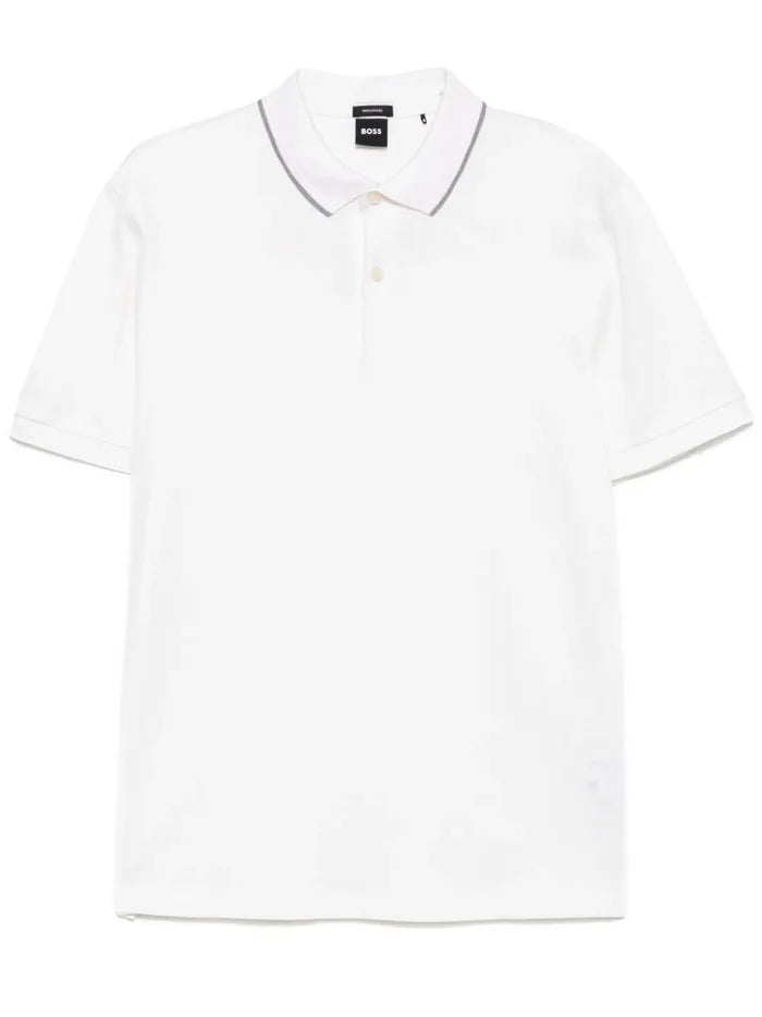 BOSS H-Prout 59 Cotton Polo Shirt Cream White - MAISONDEFASHION.COM