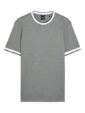 BOSS H-Tessler 200 Mercerised-Cotton Slim-Fit T-Shirt With Contrast Trims Medium Grey - MAISONDEFASHION.COM